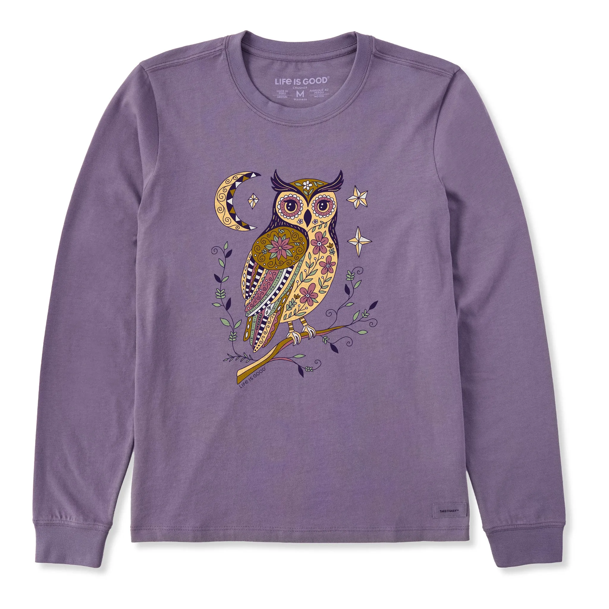 Women's Patchwork Owl Long Sleeve Crusher Tee sold by Life is Good