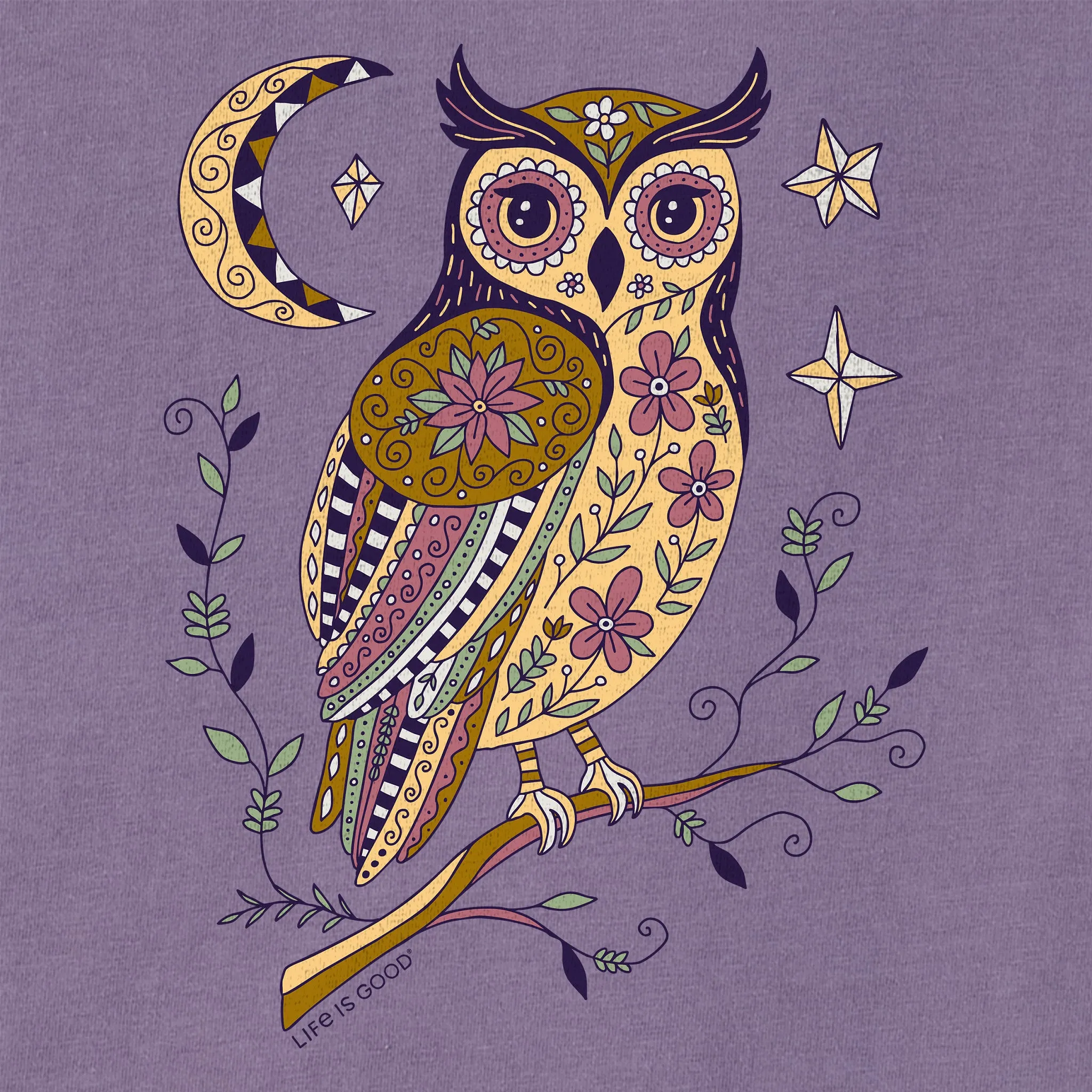 Women's Patchwork Owl Long Sleeve Crusher Tee sold by Life is Good product image thumbnail 2