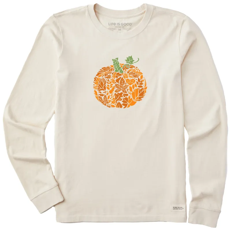 Women's Leafy Pumpkin Long Sleeve Crusher Tee sold by Life is Good