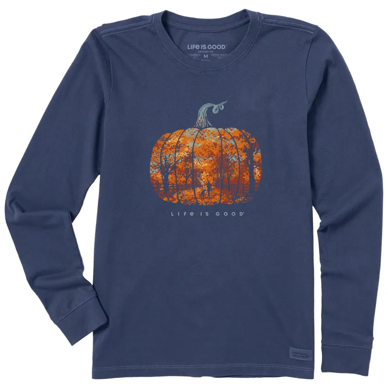 Women's Pumpkin Stroll Long Sleeve Crusher Tee sold by Life is Good