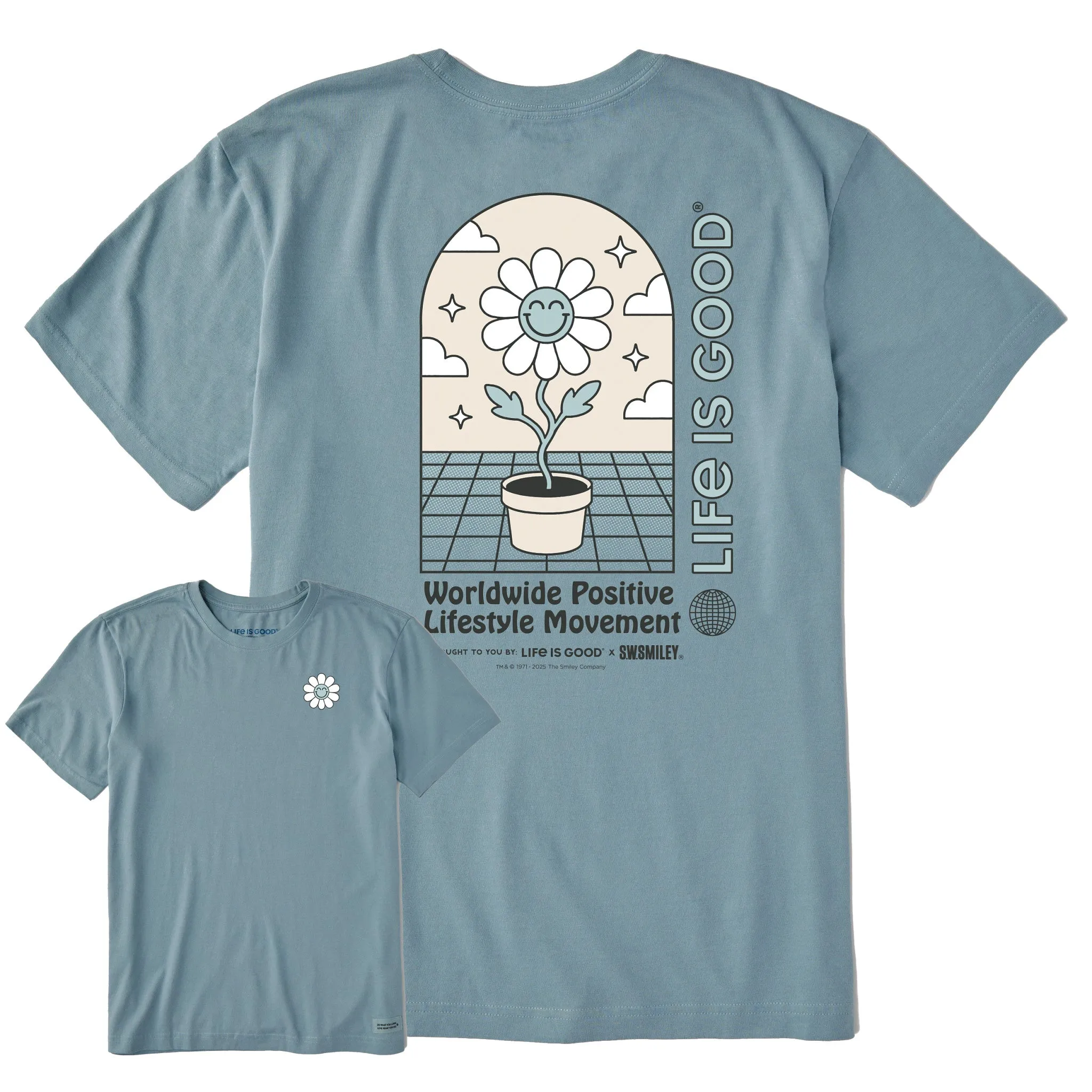 Men's LIG x S.W.Smiley Happy Plant Short Sleeve Crusher Tee sold by Life is Good