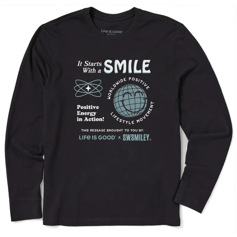 Men's LIG x S.W.Smiley Starts with a Smile Long Sleeve Crusher Tee sold by Life is Good