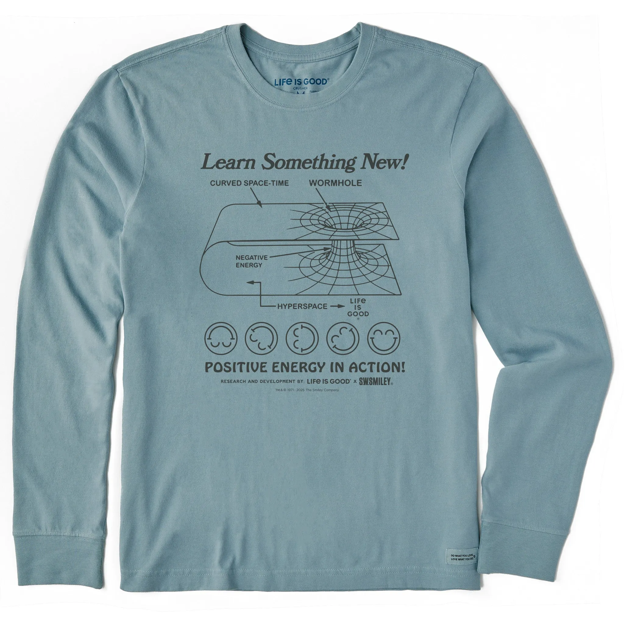 Men's LIG x S.W.Smiley Learn Something New! Long Sleeve Crusher Tee sold by Life is Good