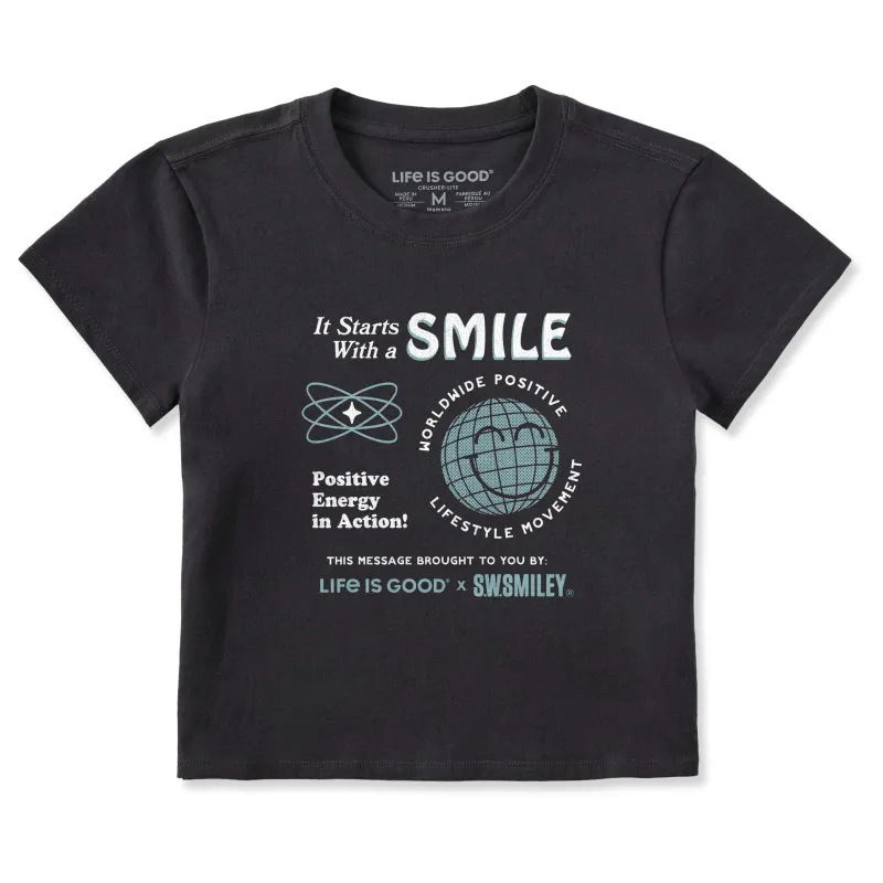 Women's LIG x S.W.Smiley Starts with a Smile Crusher-LITE Shrunken Tee sold by Life is Good