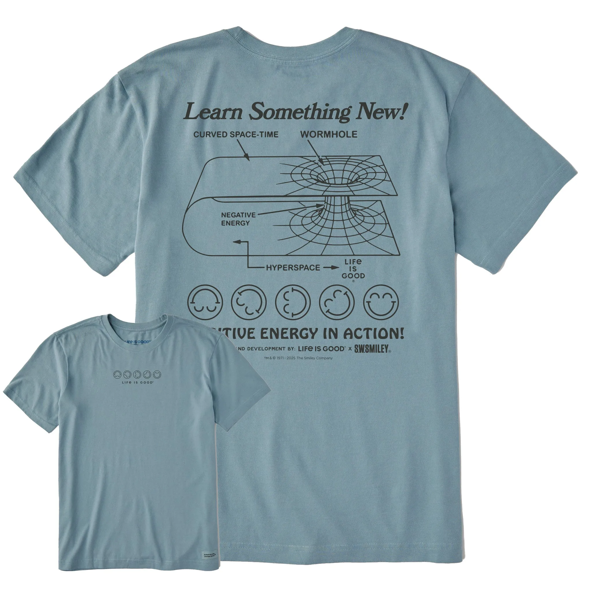 Men's LIG x S.W.Smiley Learn Something New! Short Sleeve Crusher Tee sold by Life is Good
