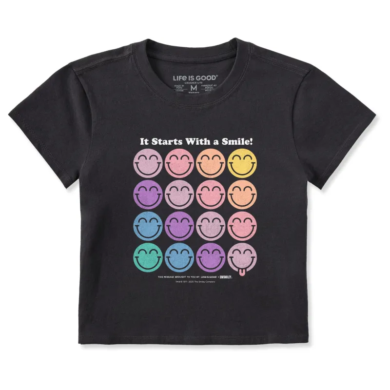 Women's LIG x S.W.Smiley Grid Crusher-LITE Shrunken Tee sold by Life is Good