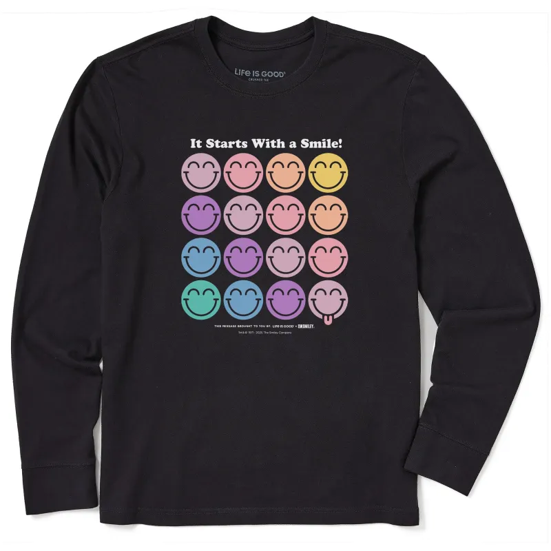 Men's LIG x S.W.Smiley Grid Long Sleeve Crusher Tee sold by Life is Good