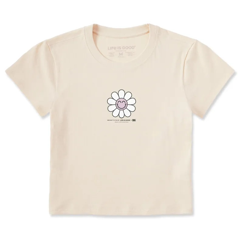 Women's LIG x S.W. Smiley Happy Flower Crusher-LITE Shrunken Tee sold by Life is Good