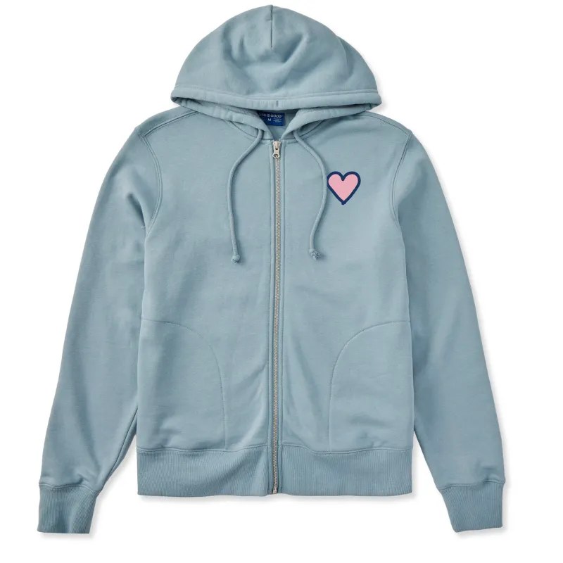 Women's Heart Simple Good Vibes Fleece Zip Hoodie sold by Life is Good