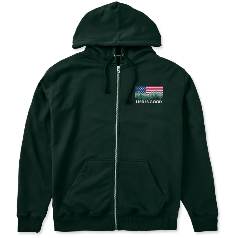 Men's Flag Forest LIG Good Vibes Fleece Zip Hoodie sold by Life is Good