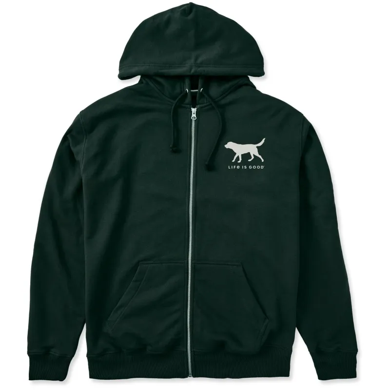 Men's Dog Walking Good Vibes Fleece Zip Hoodie sold by Life is Good