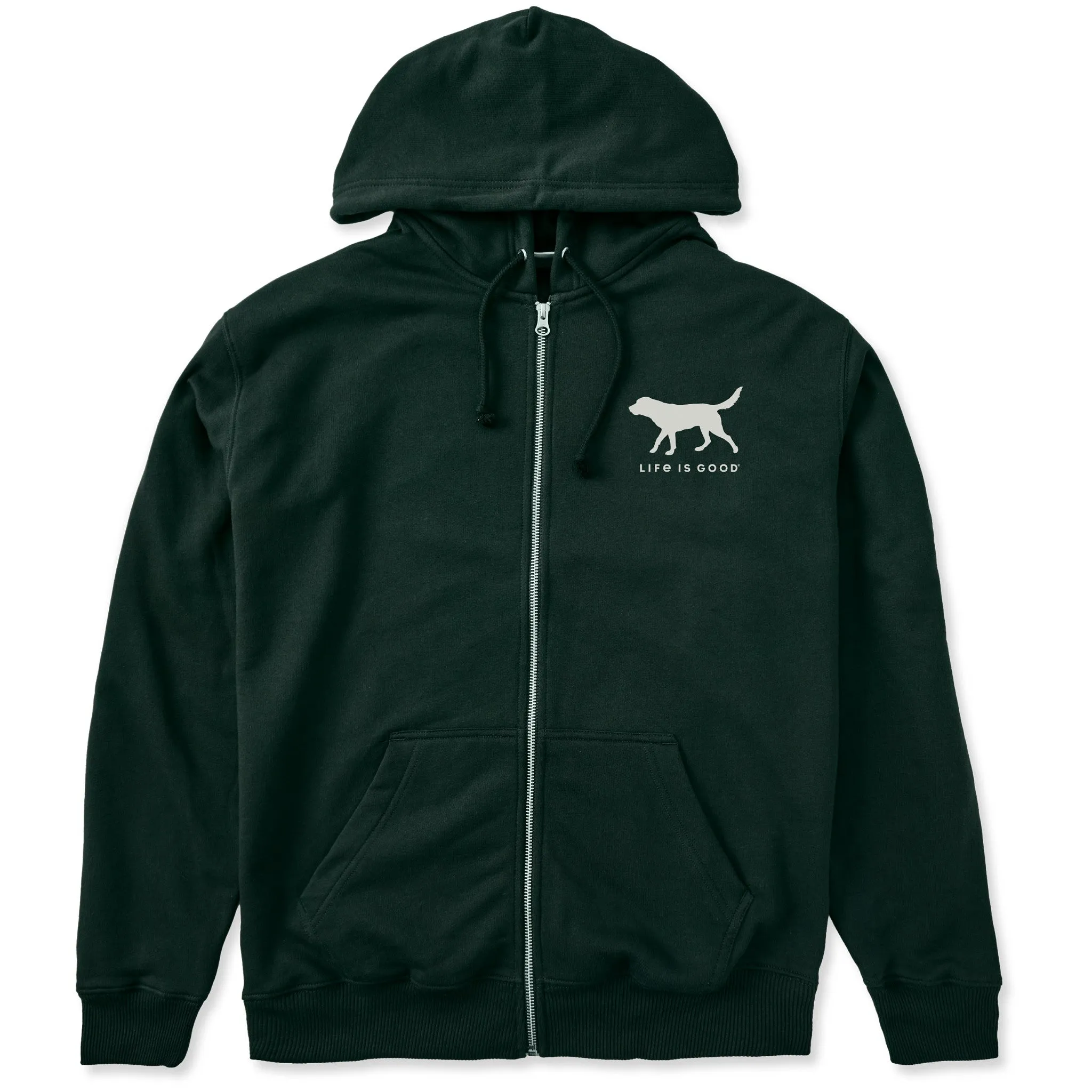 Men's Dog Walking Good Vibes Fleece Zip Hoodie sold by Life is Good