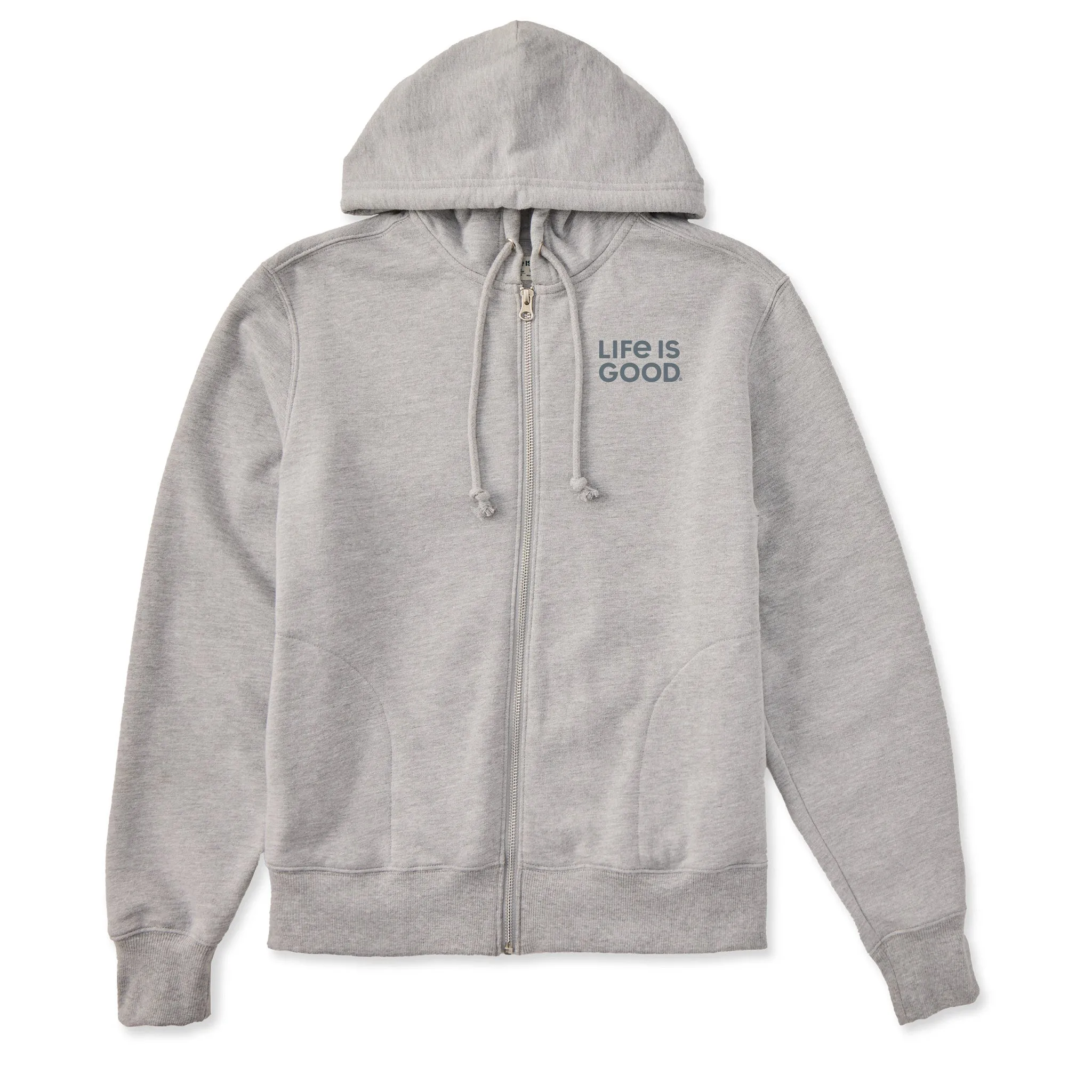 Women's LIG Wordmark Stack Good Vibes Fleece Zip Hoodie sold by Life is Good product image thumbnail 3