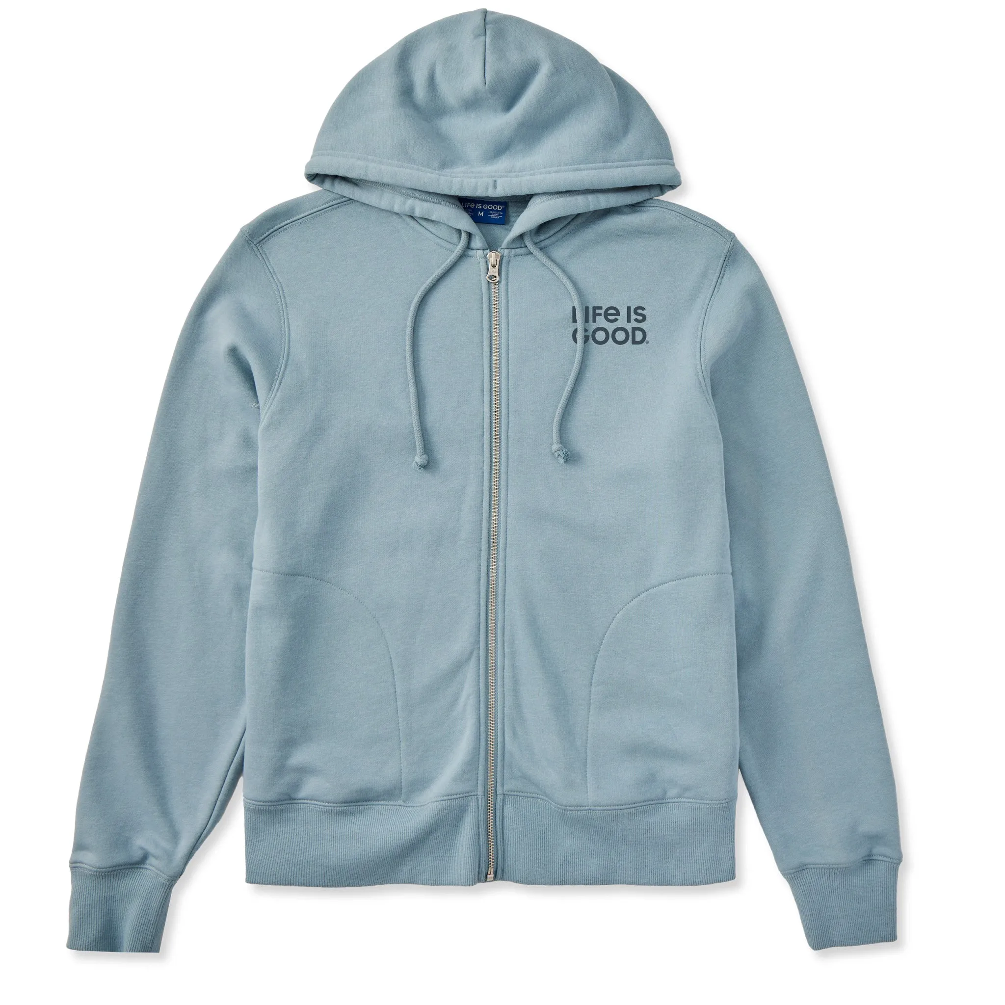 Women's LIG Wordmark Stack Good Vibes Fleece Zip Hoodie sold by Life is Good