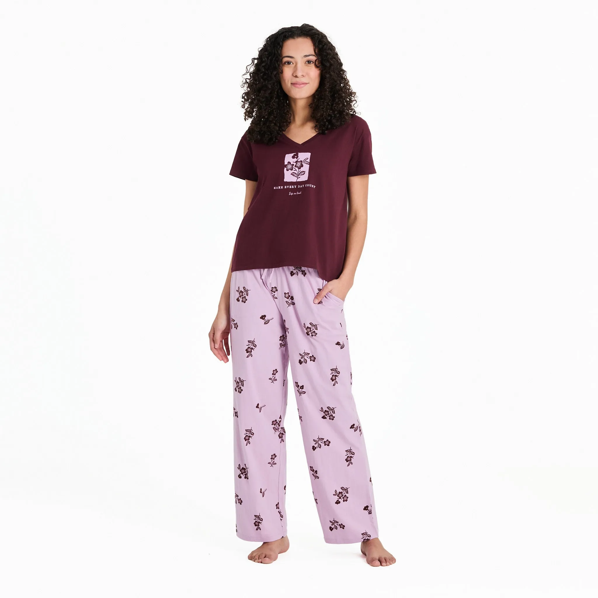 Women's Simple Blossom Pattern Snuggle Up Sleep Pant sold by Life is Good product image thumbnail 5