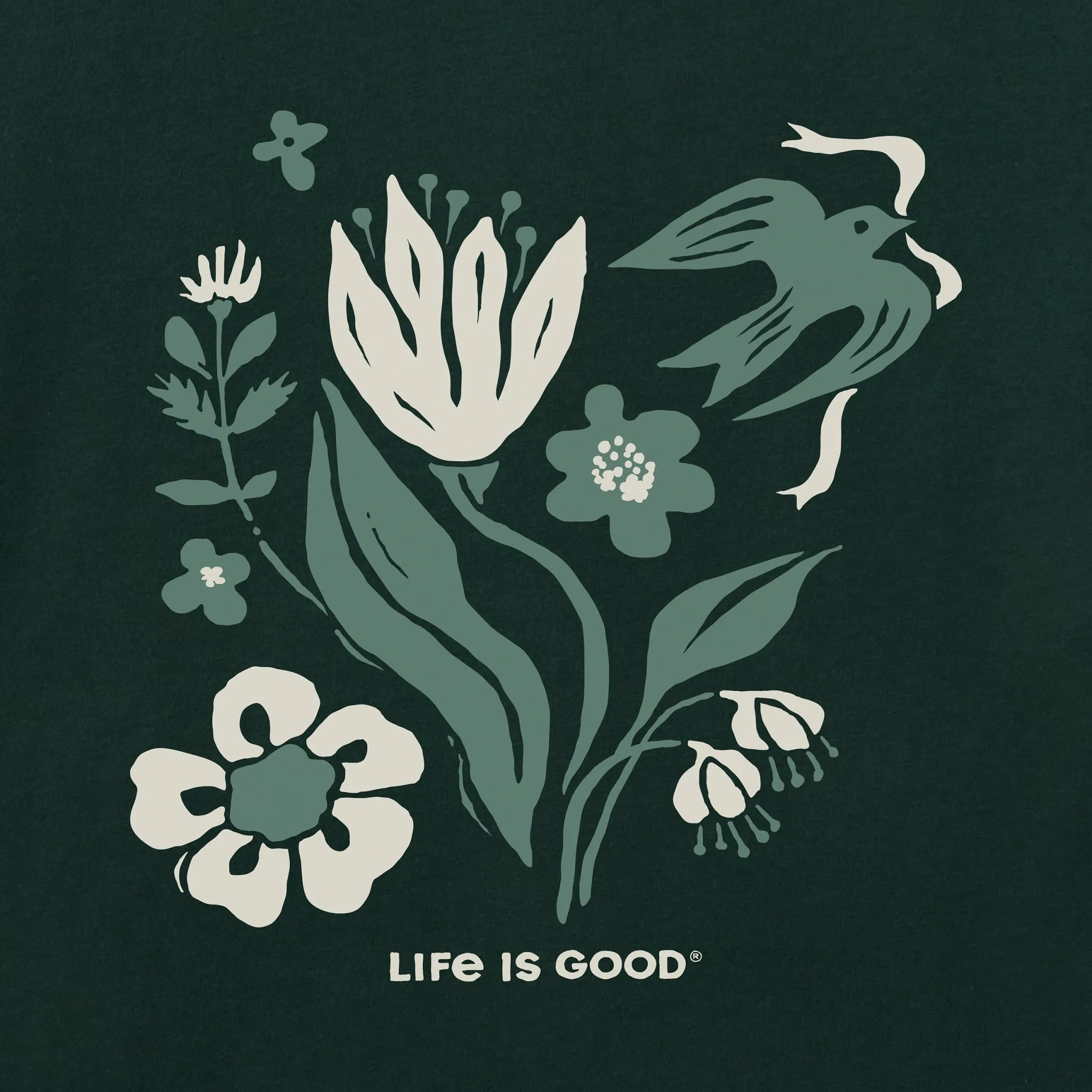 Women's Woodblock Floral and Bird Snuggle Up Sleep Vee sold by Life is Good product image thumbnail 2