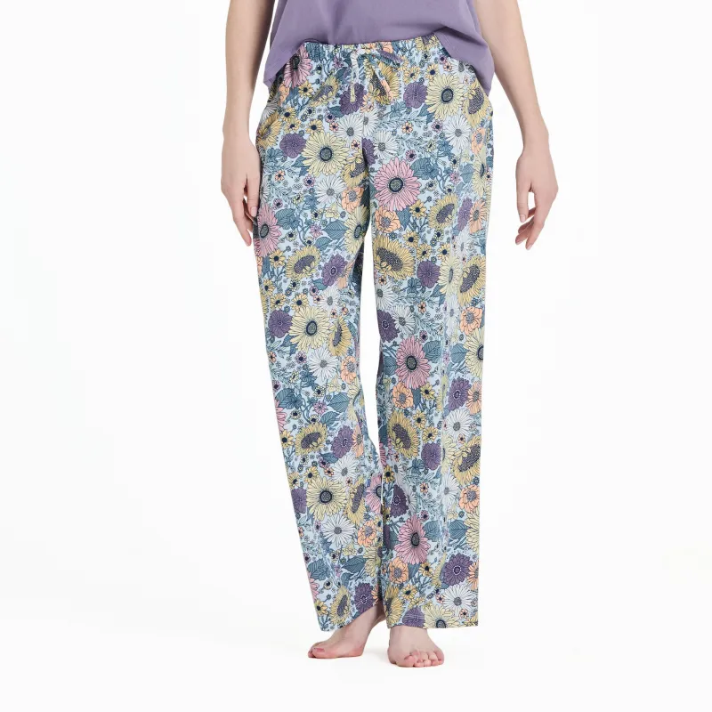 Women's Sunshine Floral Pattern Snuggle Up Sleep Pant sold by Life is Good