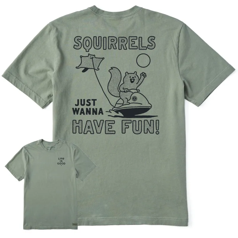 Men's Squirrels Just Wanna Have Fun Short Sleeve Crusher Tee sold by Life is Good
