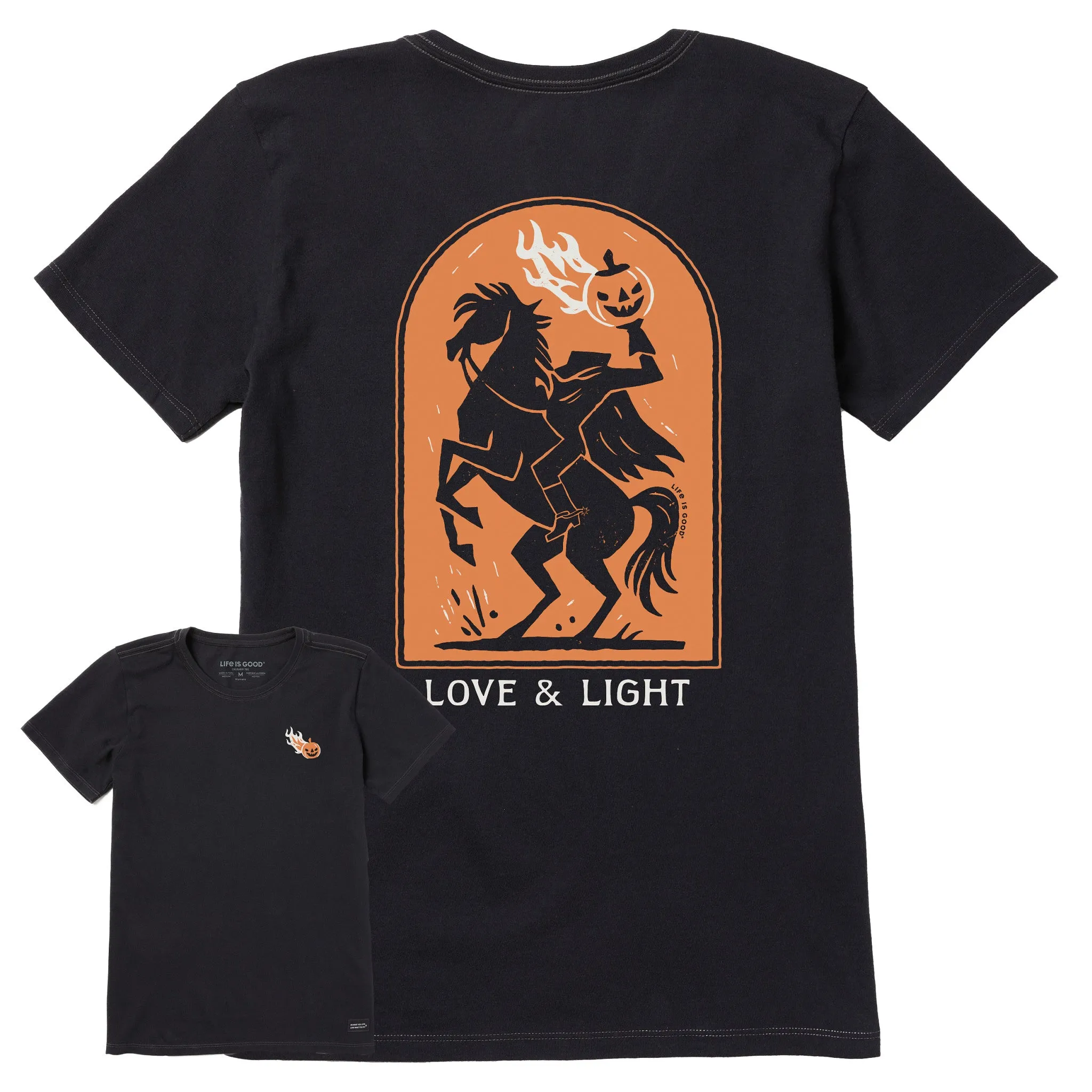 Women's Love and Light Horseman Short Sleeve Crusher Tee sold by Life is Good