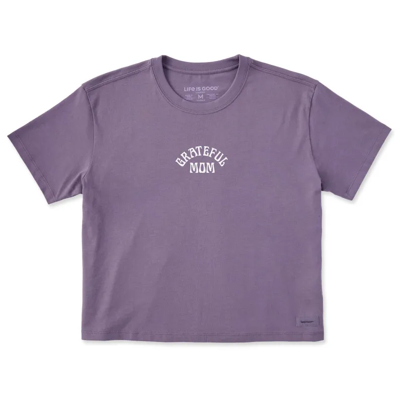 Women's Grateful Mom Arch Short Sleeve Crusher Boxy Tee sold by Life is Good