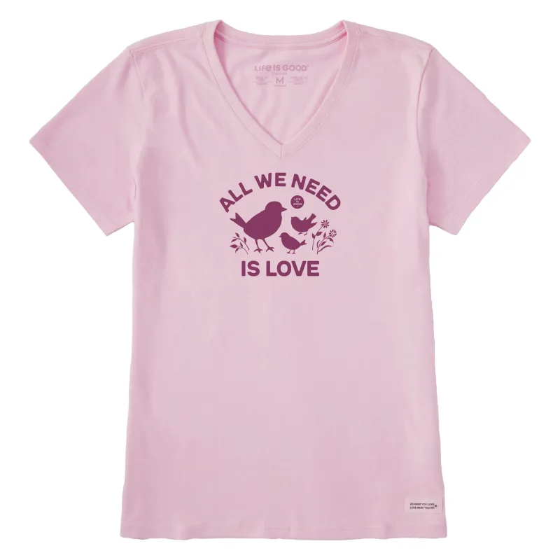 Women's All We Need is Love Birds Short Sleeve Vee made by Life is Good