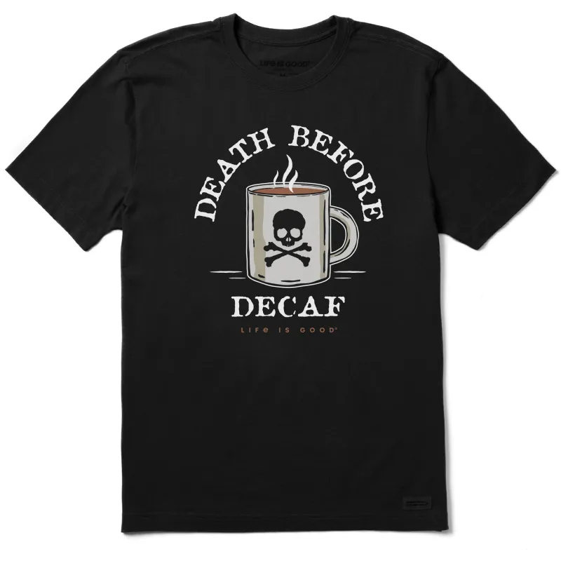 Men's Death Before Decaf Short Sleeve Crusher Tee sold by Life is Good
