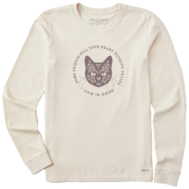 Women's Some Cats Find Your Heart Without Trying Long Sleeve Crusher Tee sold by Life is Good