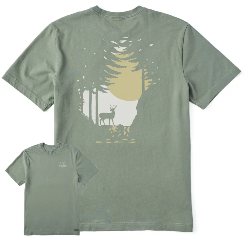 Men's Deer in the Woods Short Sleeve Crusher Tee sold by Life is Good