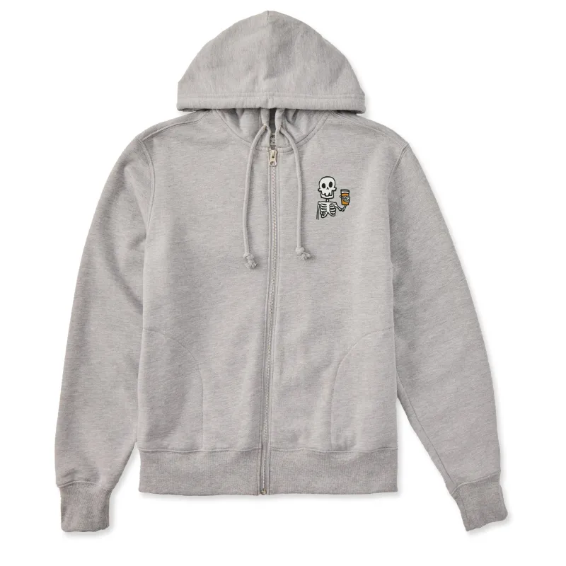 Women's Skeleton w Beer Good Vibes Fleece Zip Hoodie made by Life is Good