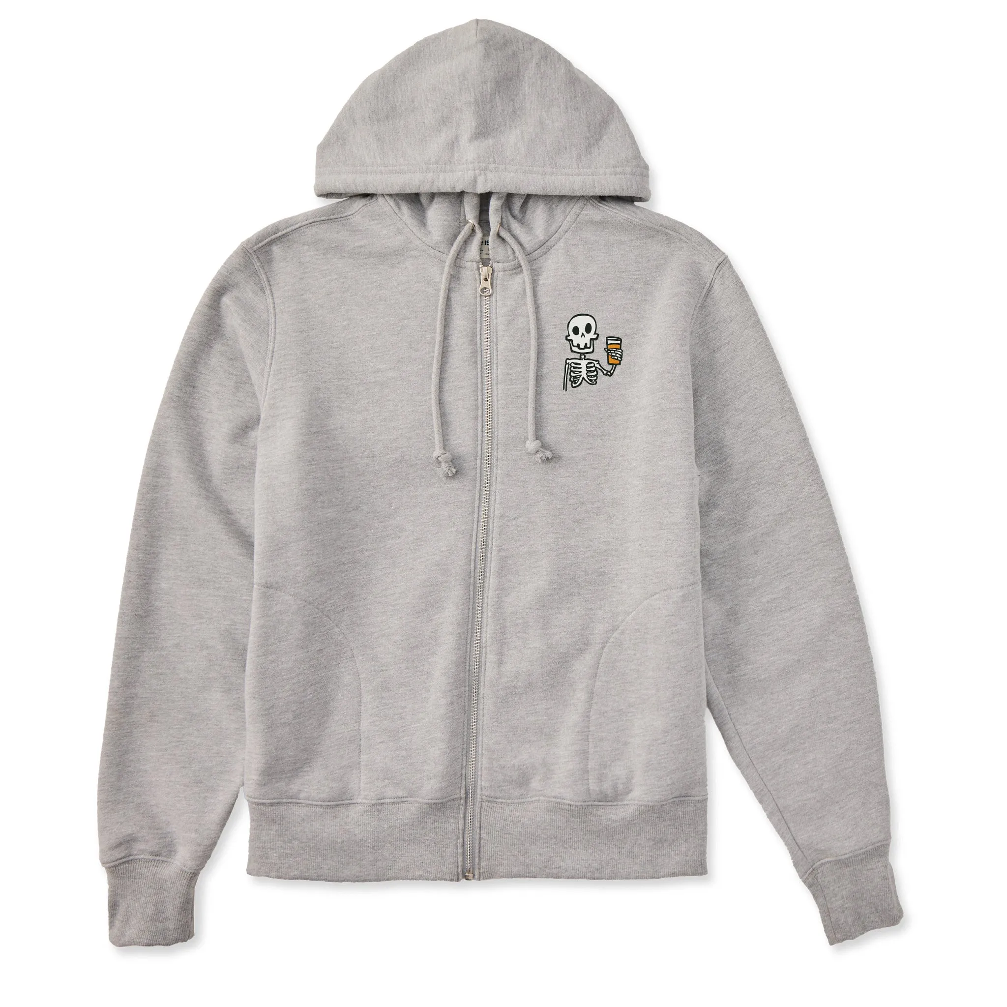Women's Skeleton w Beer Good Vibes Fleece Zip Hoodie sold by Life is Good