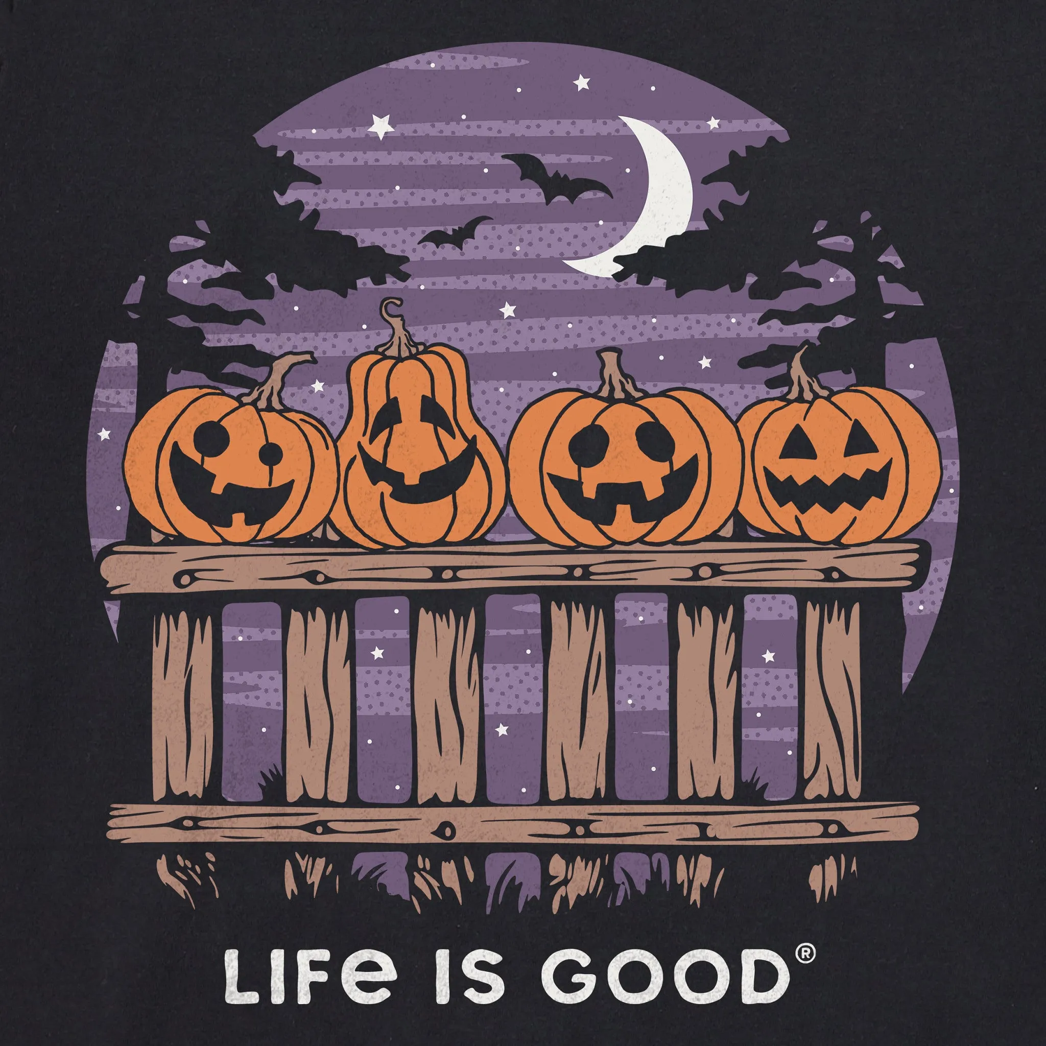 Men's Pumpkins on a Night Fence Short Sleeve Crusher Tee sold by Life is Good product image thumbnail 2