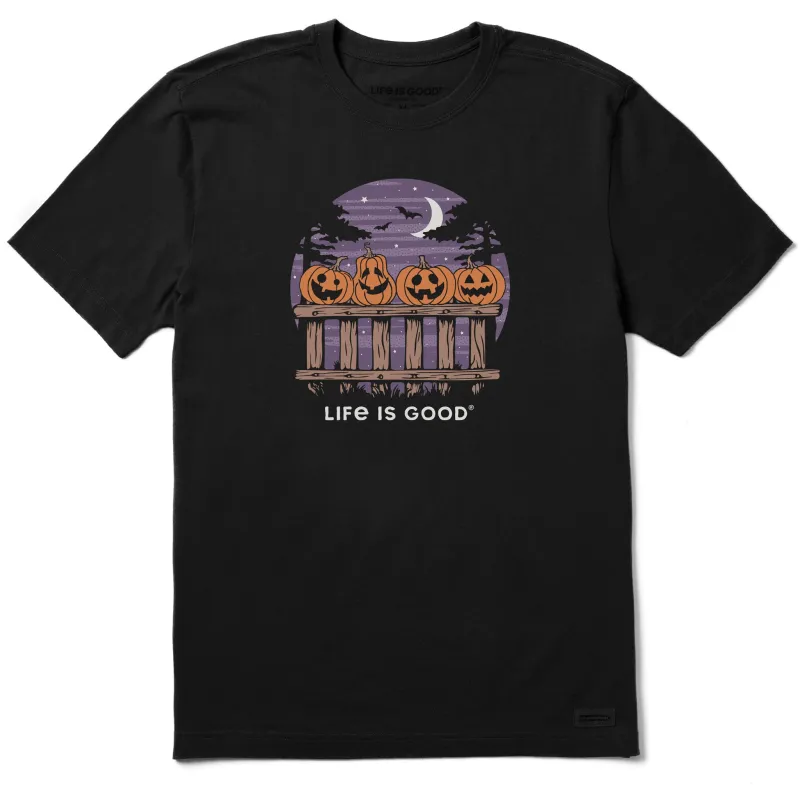 Men's Pumpkins on a Night Fence Short Sleeve Crusher Tee sold by Life is Good
