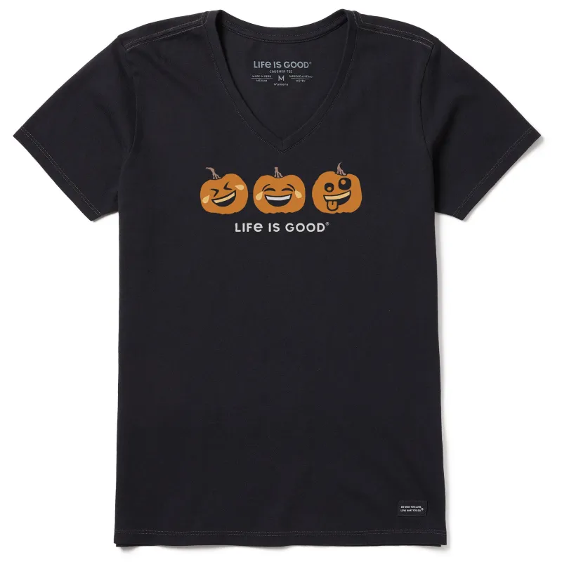 Women's Emoji Pumpkins Short Sleeve Crusher Vee sold by Life is Good