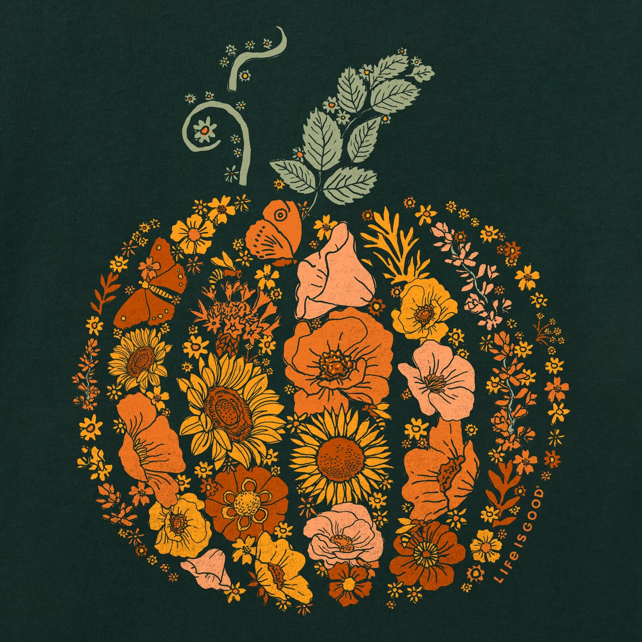 Women's Flower Pumpkin Short Sleeve Crusher Tee sold by Life is Good product image thumbnail 2