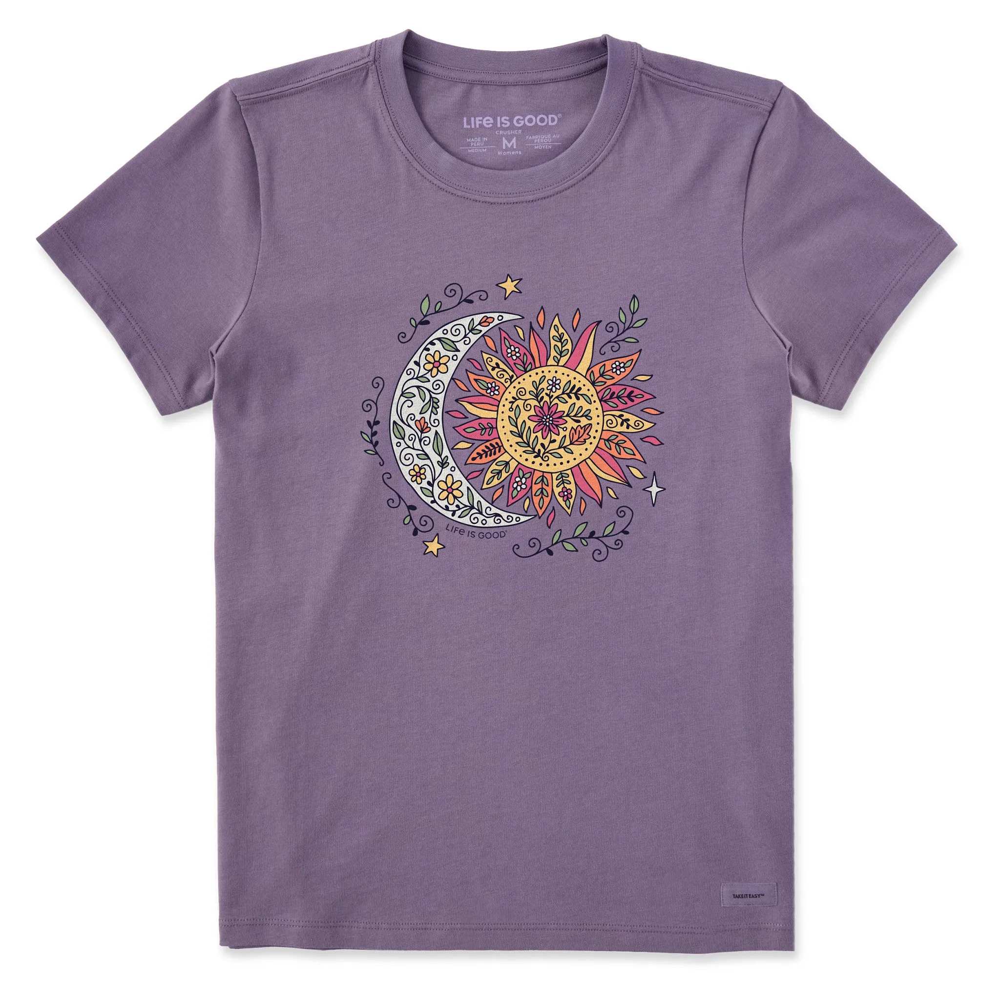 Women's Patchwork Celestial Sun Short Sleeve Crusher Tee sold by Life is Good