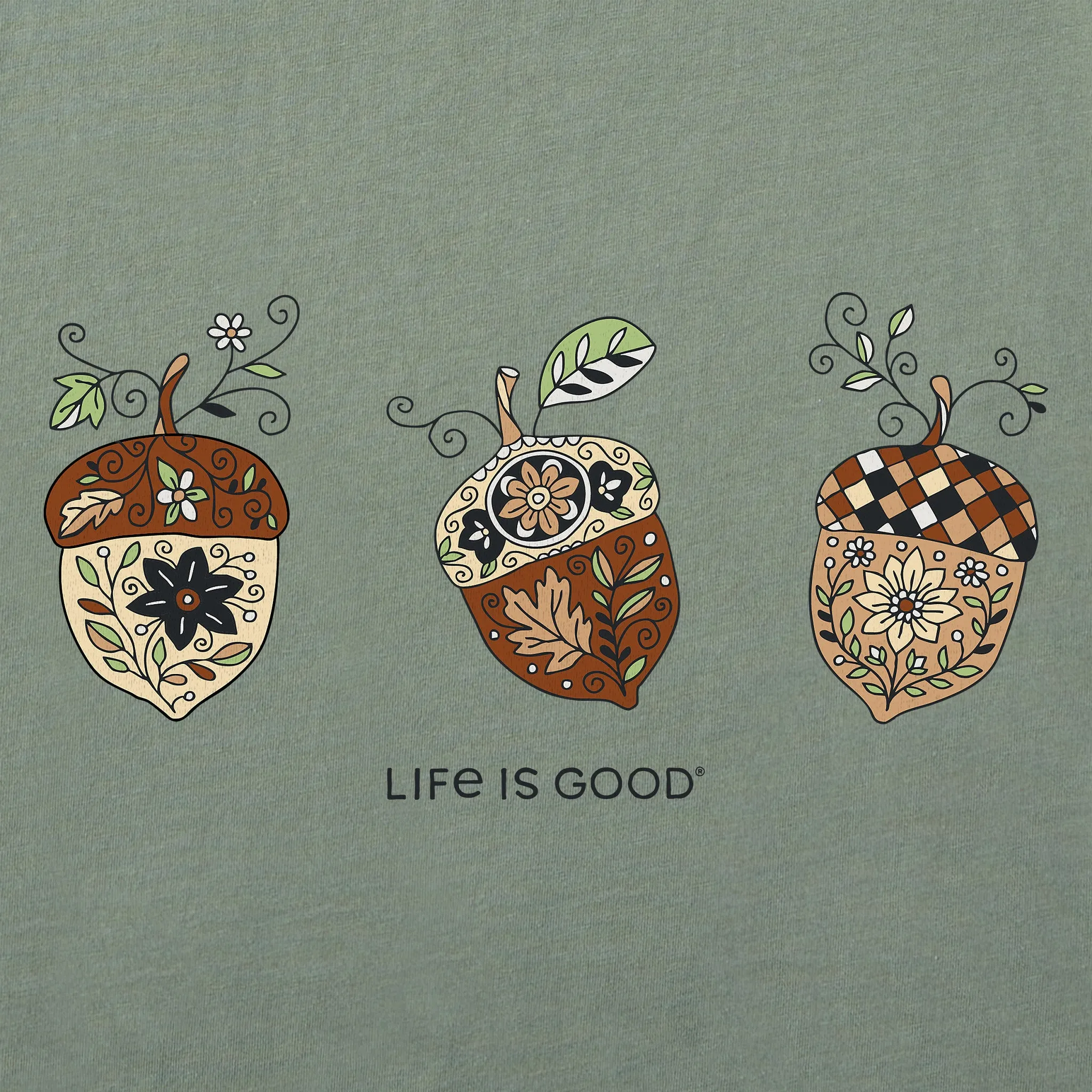 Women's Patchwork Acorns Short Sleeve Crusher Vee sold by Life is Good product image thumbnail 2