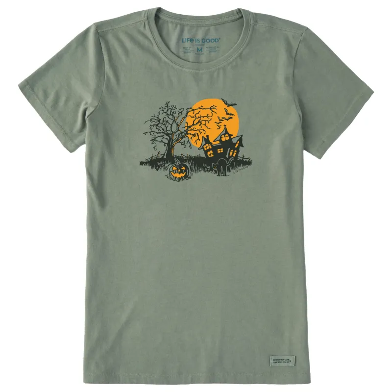 Women's Spooky Haunted House Short Sleeve Crusher Tee sold by Life is Good
