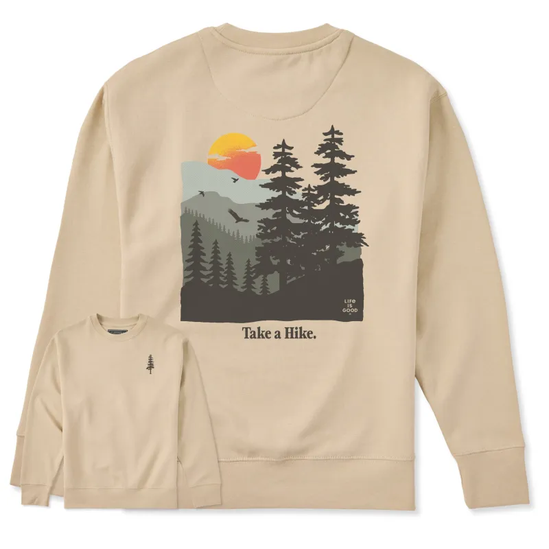 Adult Unisex Take a Hike Mountains Every Wear Crew Sweatshirt sold by Life is Good