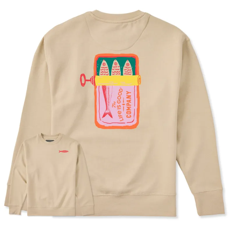 Adult Unisex Sardine Tin Every Wear Crew Sweatshirt sold by Life is Good