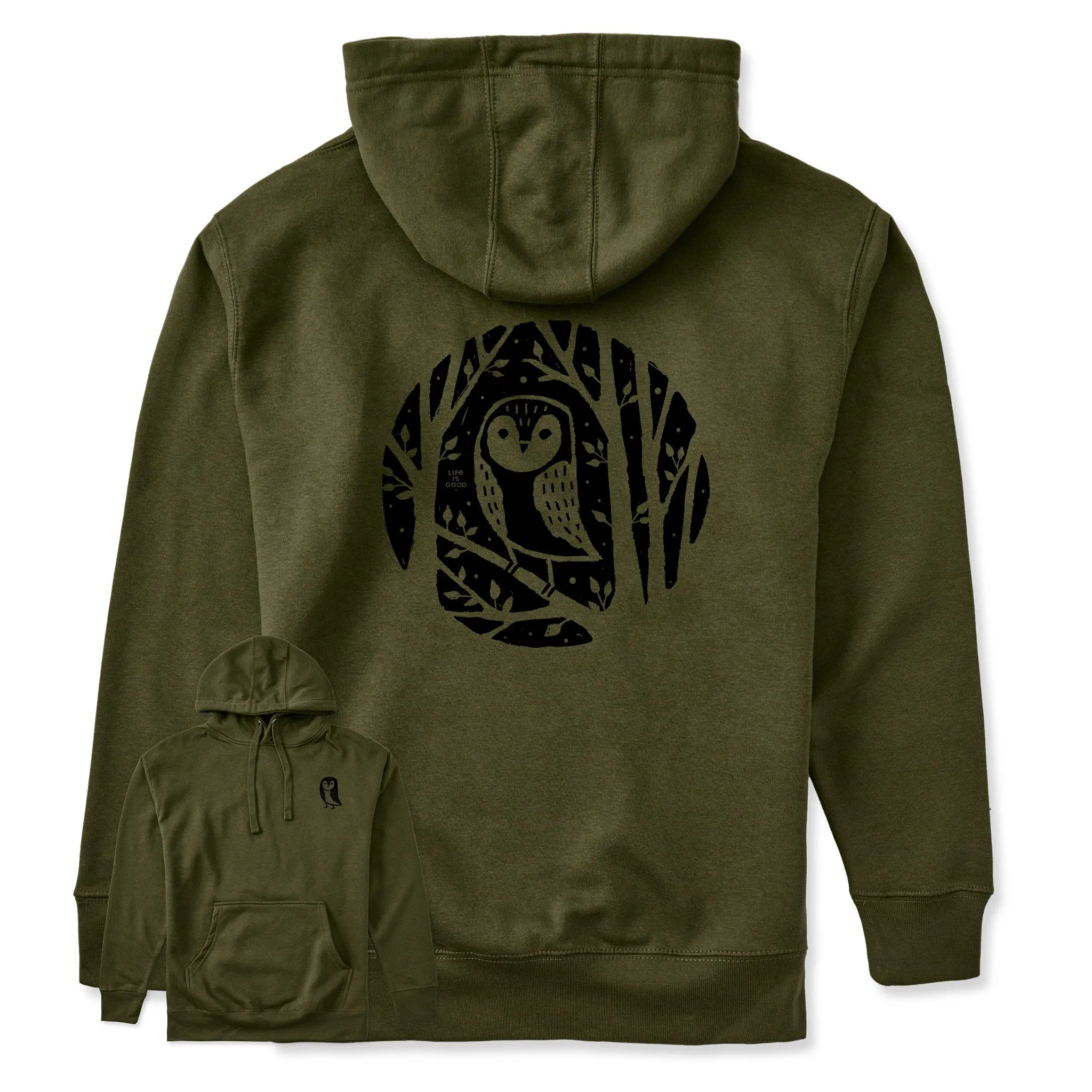 Adult Unisex Owl in the Trees Every Wear Hoodie Sweatshirt sold by Life is Good