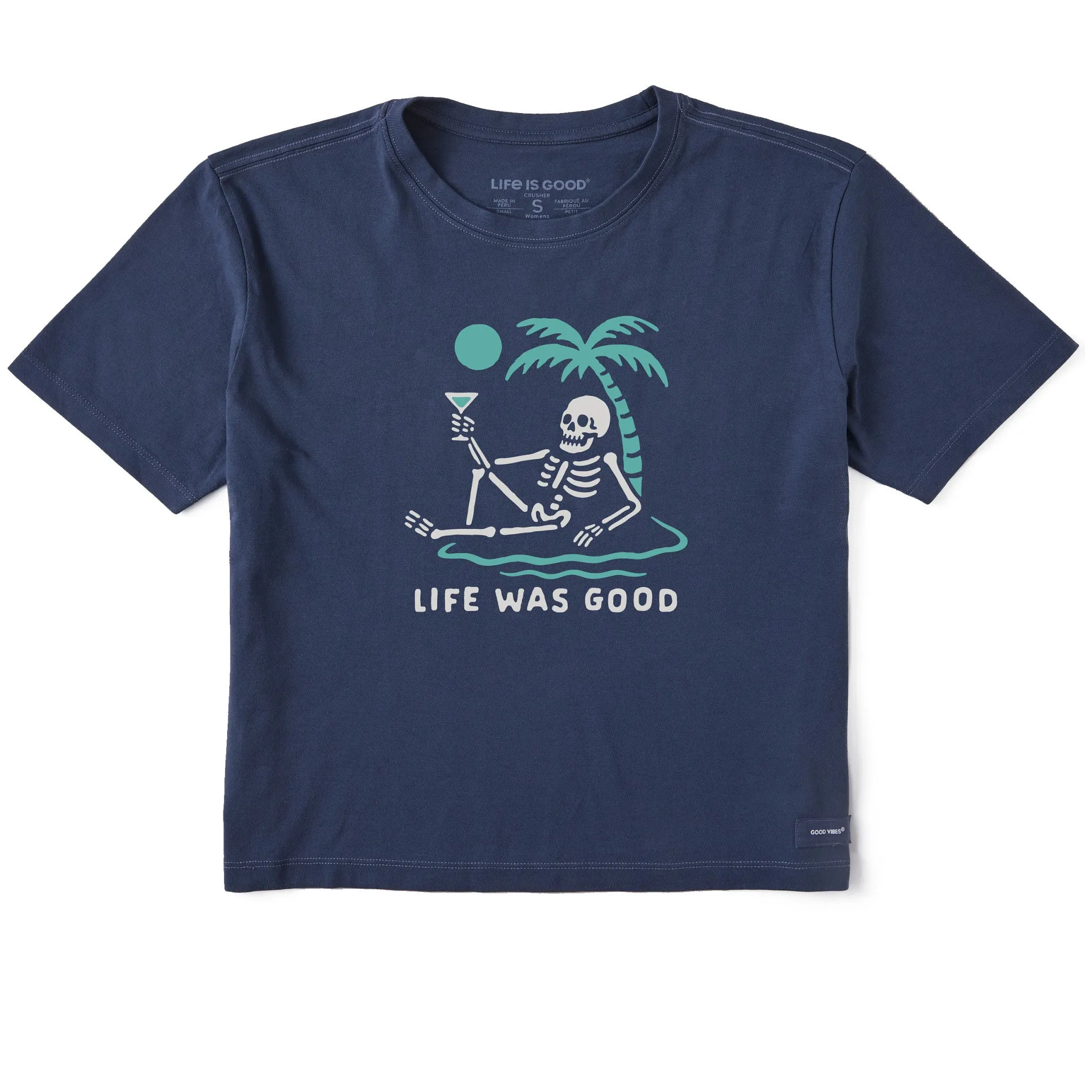 Women's Life Was Good on the Beach Short Sleeve Crusher Boxy Tee sold by Life is Good