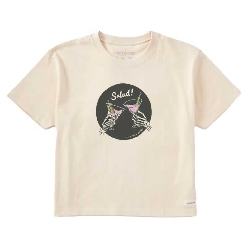Women's Skeleton Salud Short Sleeve Crusher Boxy Tee sold by Life is Good
