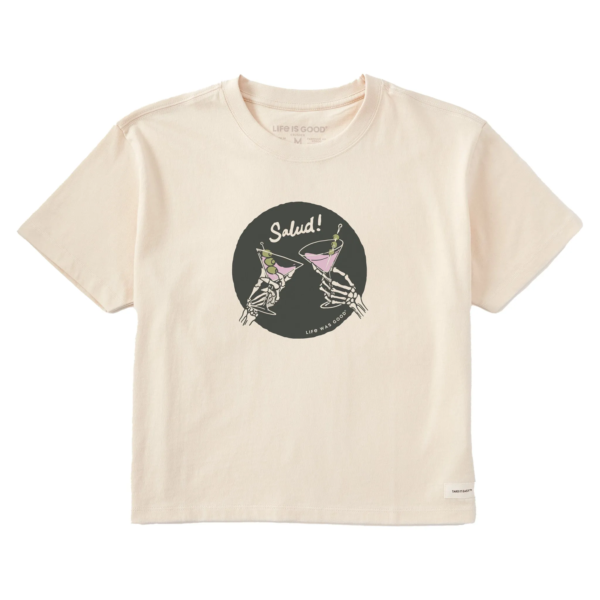 Women's Skeleton Salud Short Sleeve Crusher Boxy Tee sold by Life is Good