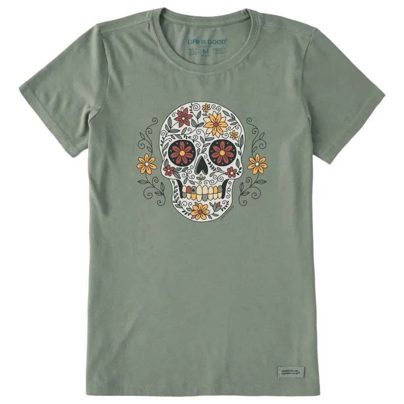 Women's Flower Skull Short Sleeve Crusher Tee sold by Life is Good