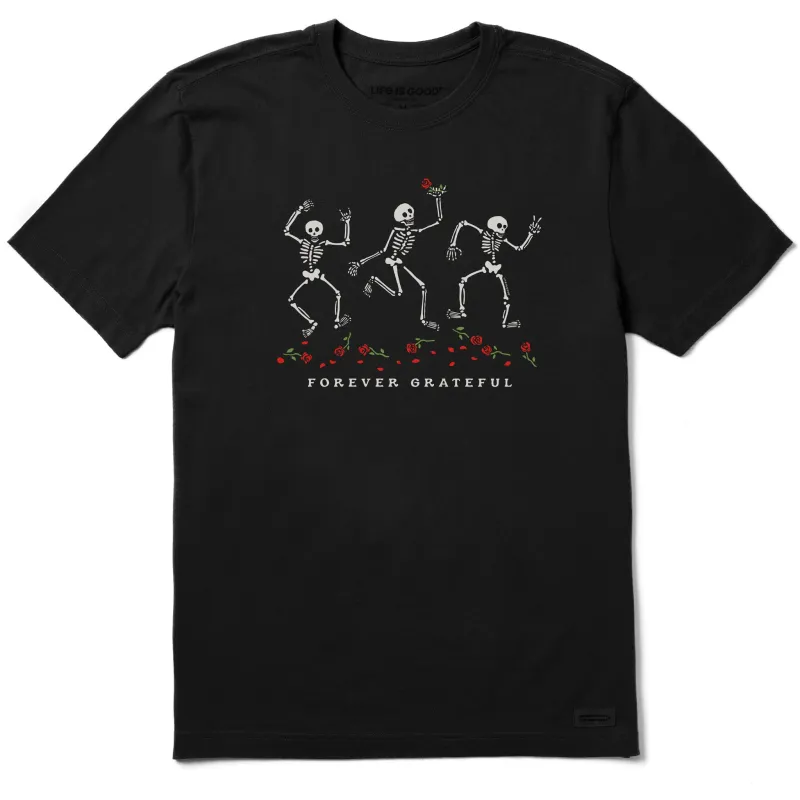 Men's Forever Grateful Dancing Skeletons Short Sleeve Crusher Tee sold by Life is Good