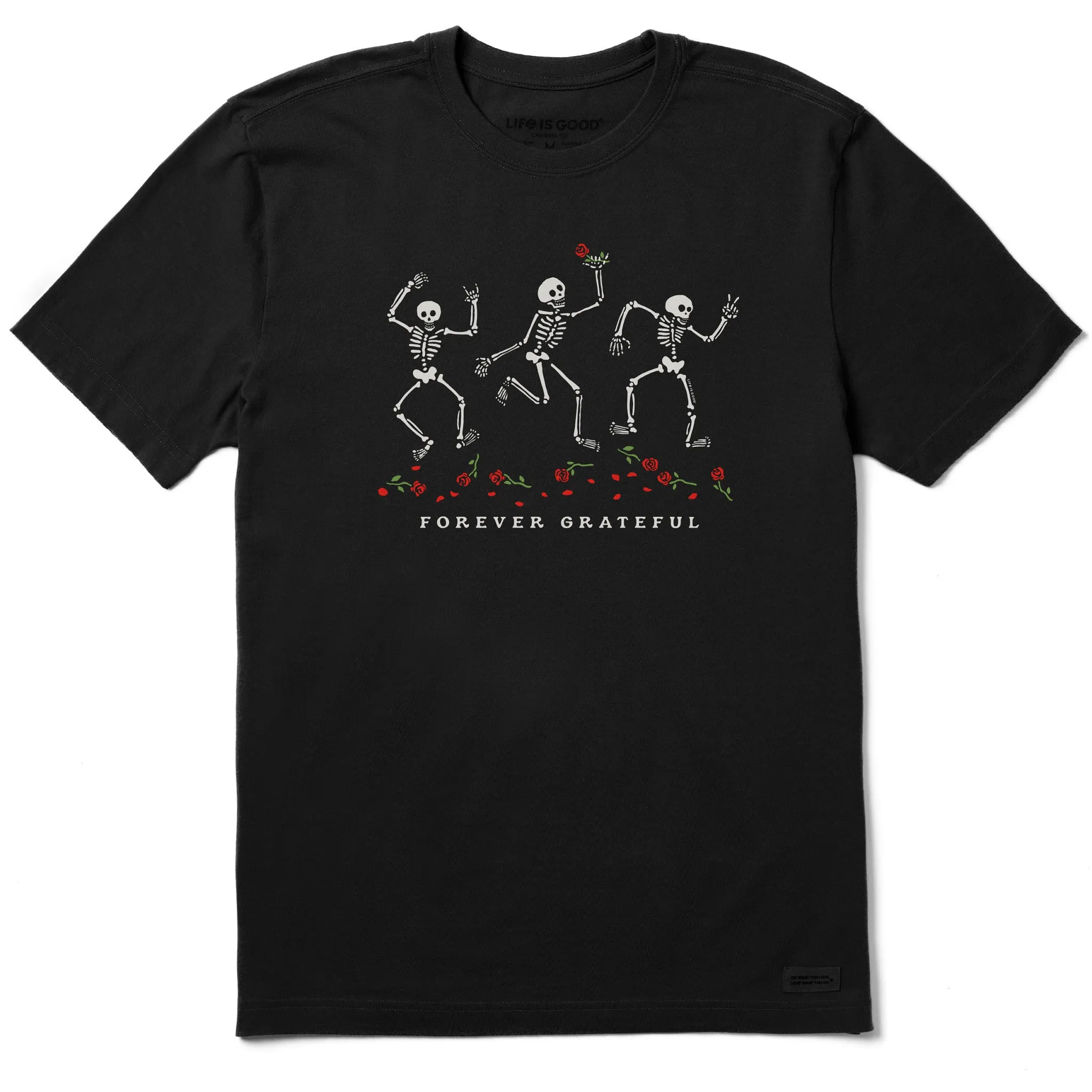 Men's Forever Grateful Dancing Skeletons Short Sleeve Crusher Tee sold by Life is Good