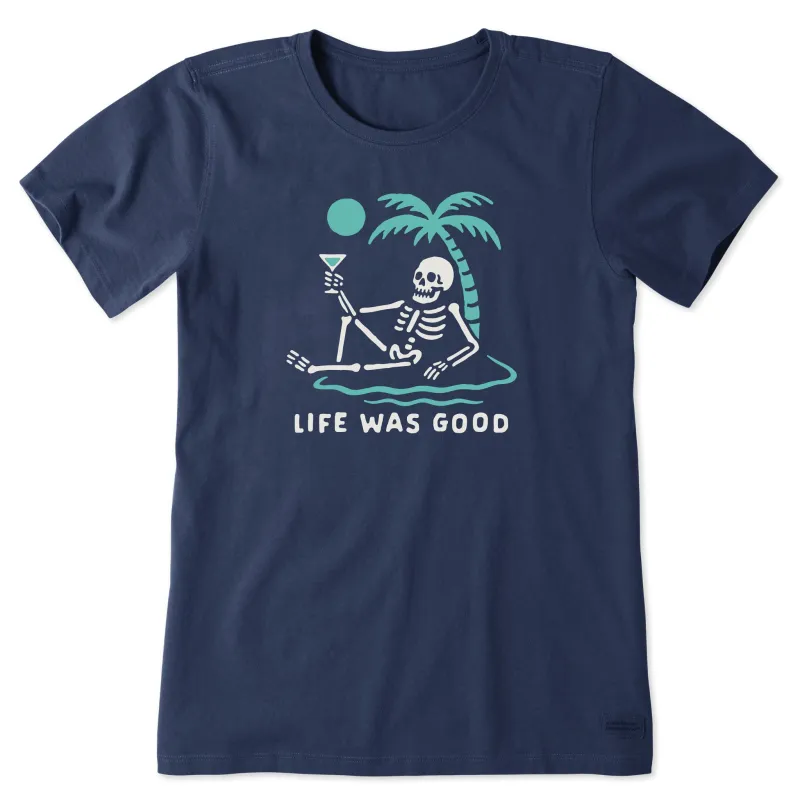 Women's Life Was Good on the Beach Short Sleeve Crusher Tee sold by Life is Good