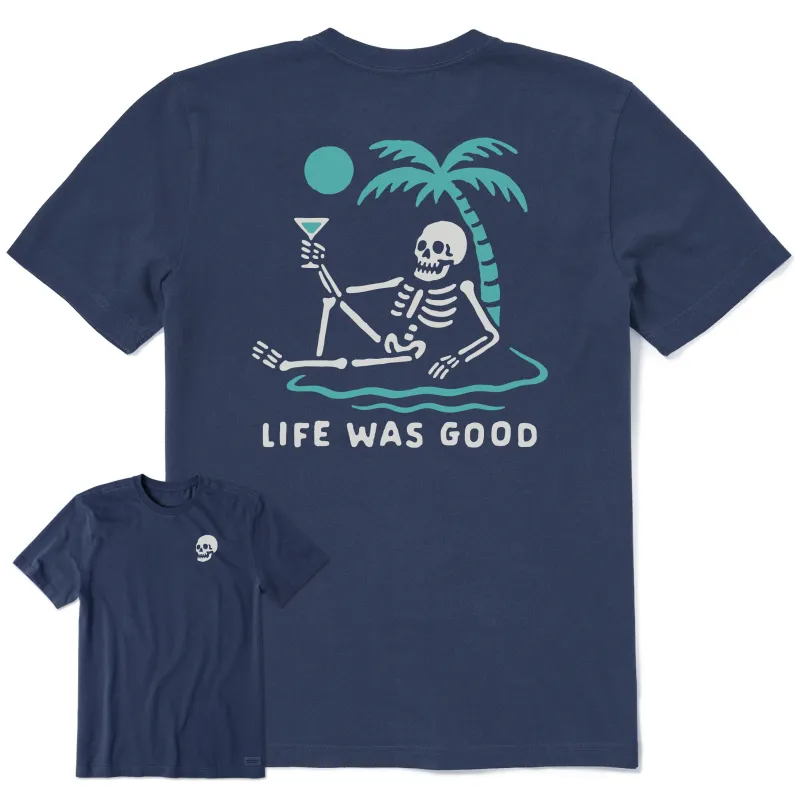 Men's Life Was Good on the Beach Short Sleeve Crusher Tee sold by Life is Good