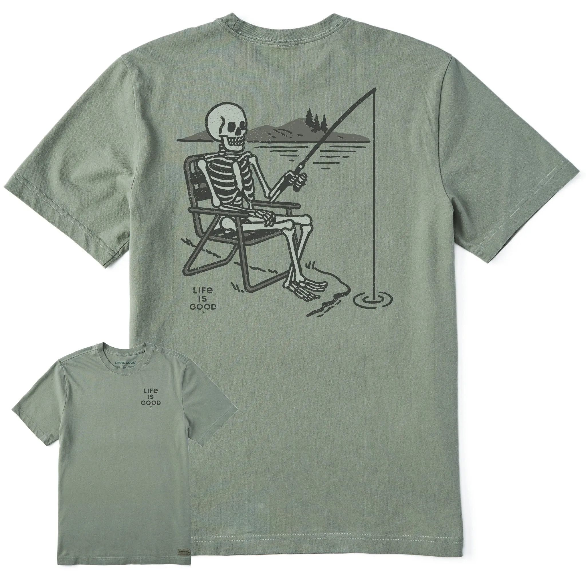 Men's Fishing Skeleton Short Sleeve Crusher Tee sold by Life is Good