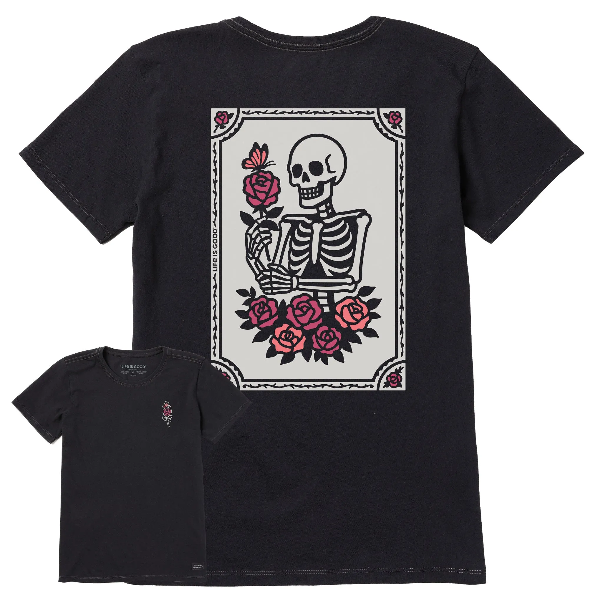 Women's Skeleton Portrait Short Sleeve Crusher Tee sold by Life is Good